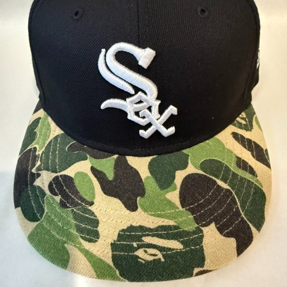 MLB New Era x Bathing Ape Chicago White Sox Fitted Cap Size 7 1/2 RARE